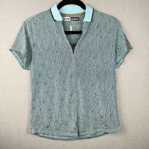 Jamie Sadock S/M Women’s Golf Polo Shirt Green Butterfly Stretch Breathable‎